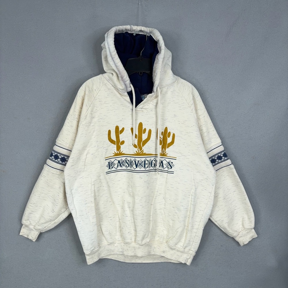 Vintage Las Vegas Hoodie Womens L-XL Aztec Cactus 90s Oversized Sun Triangle
